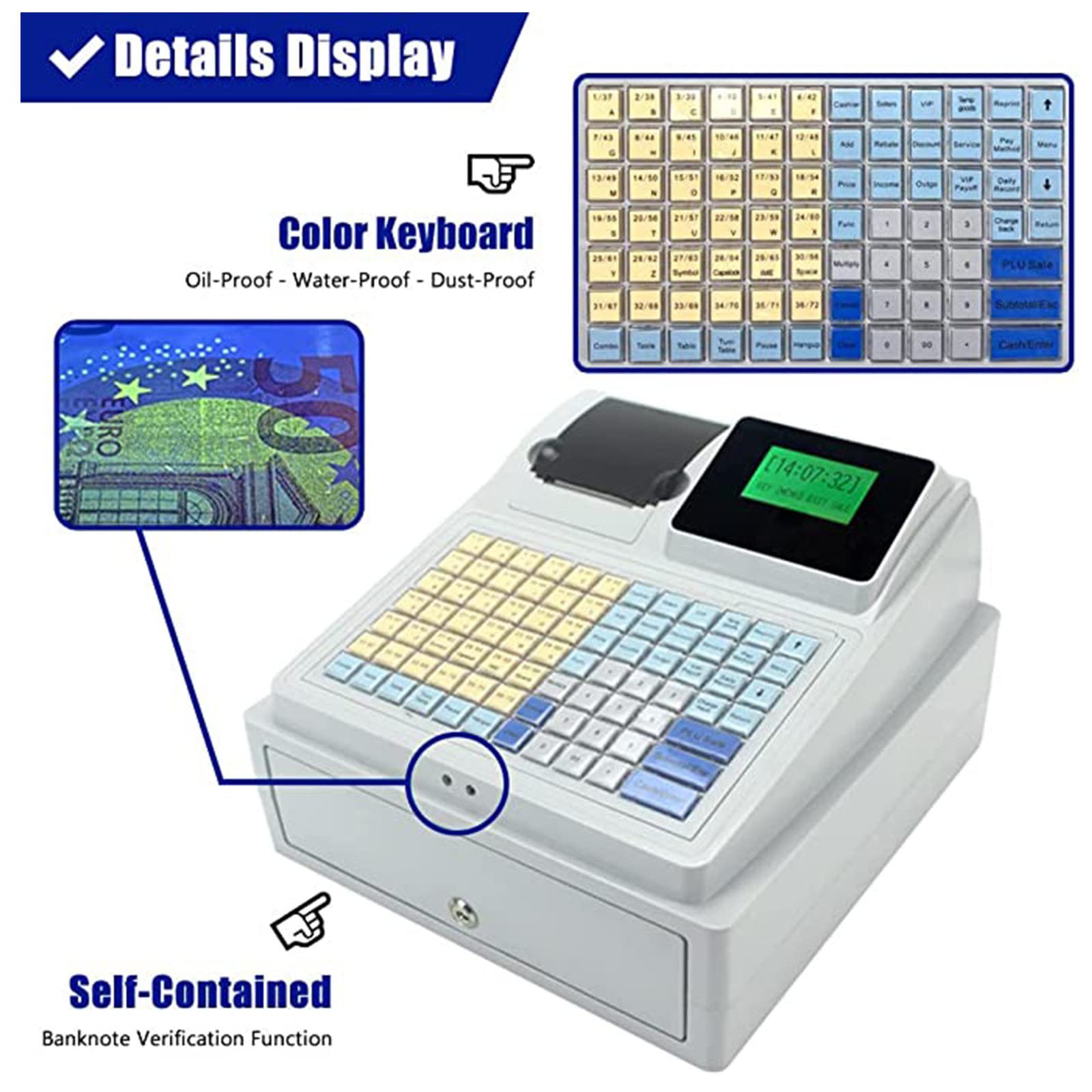 Amazon.com: 1 Key Electric Cash Register with Money Box, 81 Keys